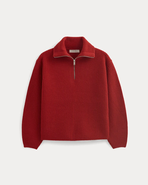 Half-Zip Sweater in Luxe Merino | Berry Red